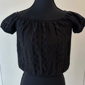 Express Black Lace Off-Shoulder Crop Top